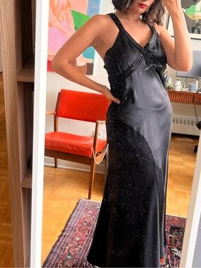 Black Beaded Maxi Evening Dress – Wedding Guest/Formal